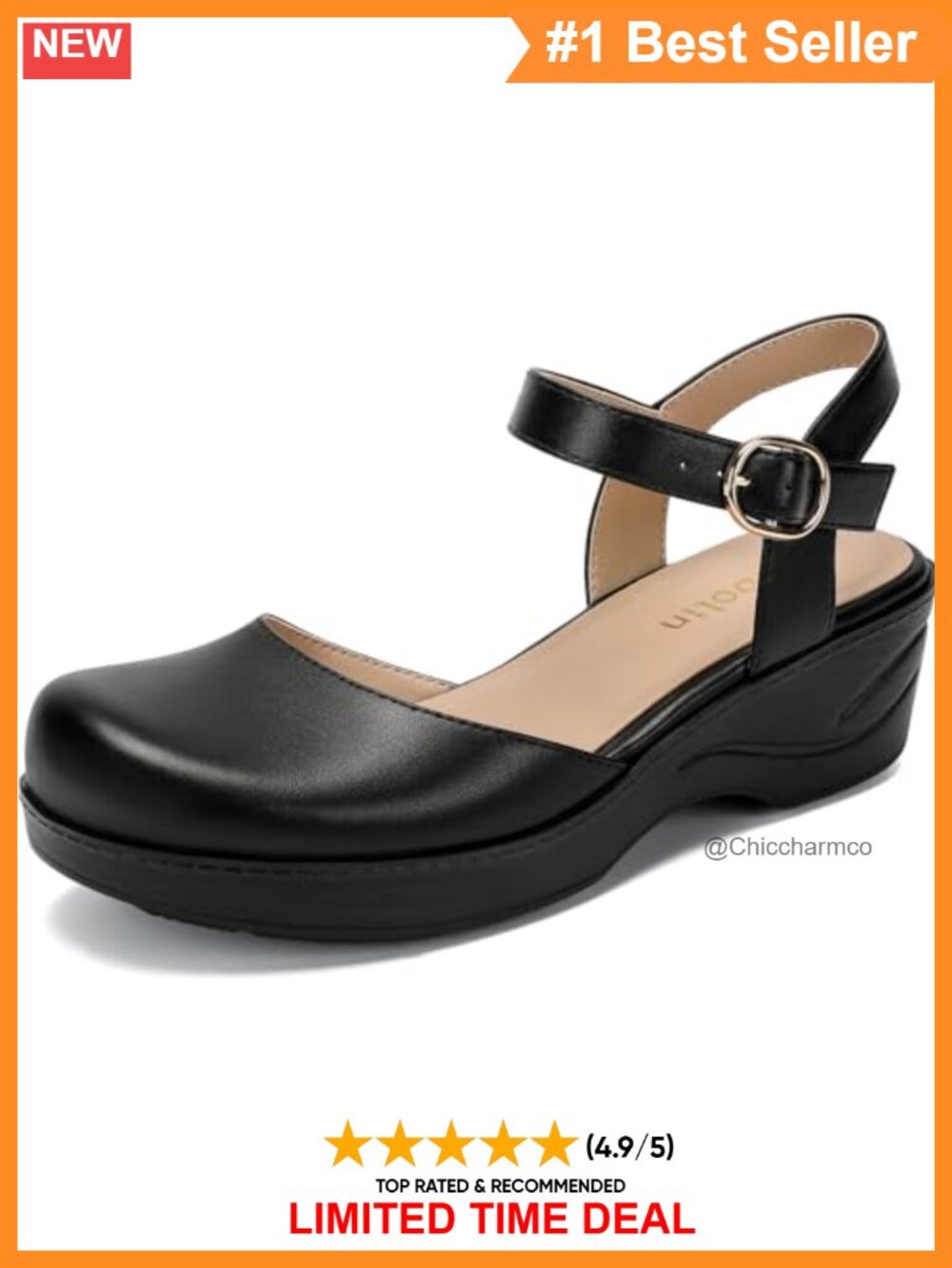 Mary Jane Sandals Closed Toe Arch Support Work Walking Shoes